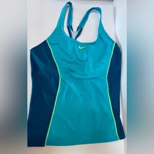 Nike Women's Teal and Navy Top Piece Swimsuit